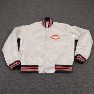 Vintage Chicago Bears Jacket Mens Medium White NFL Football Chalk Line 80s